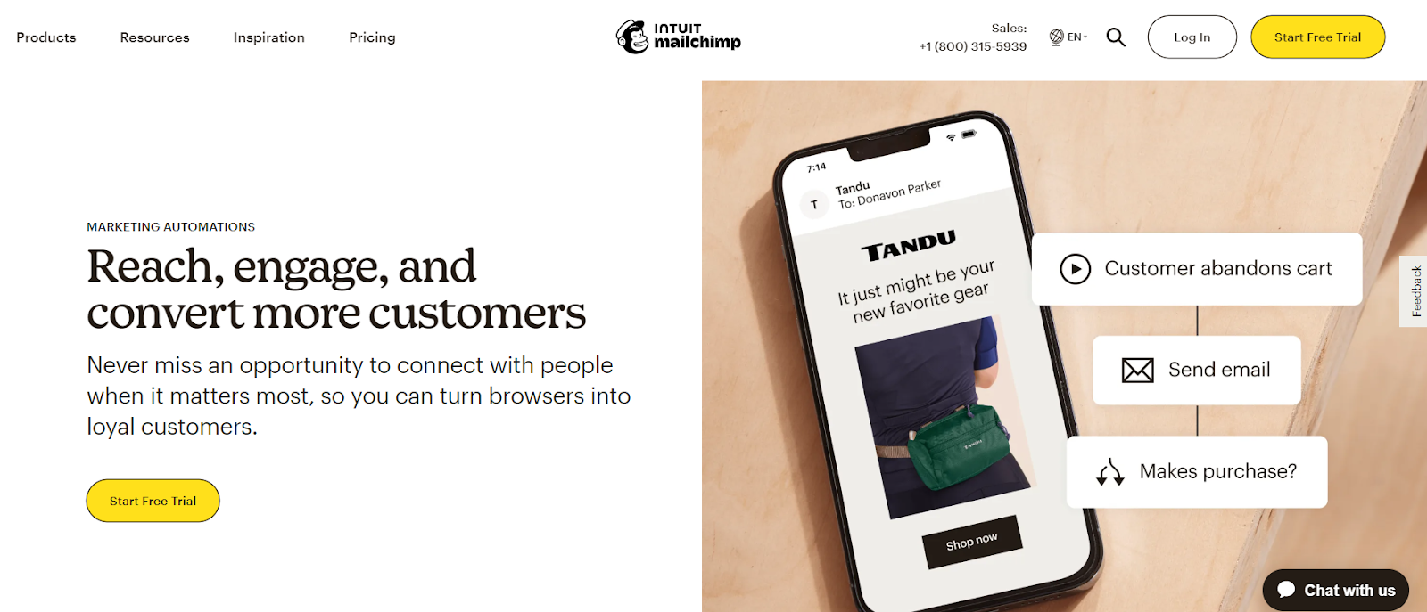 Mailchimp homepage