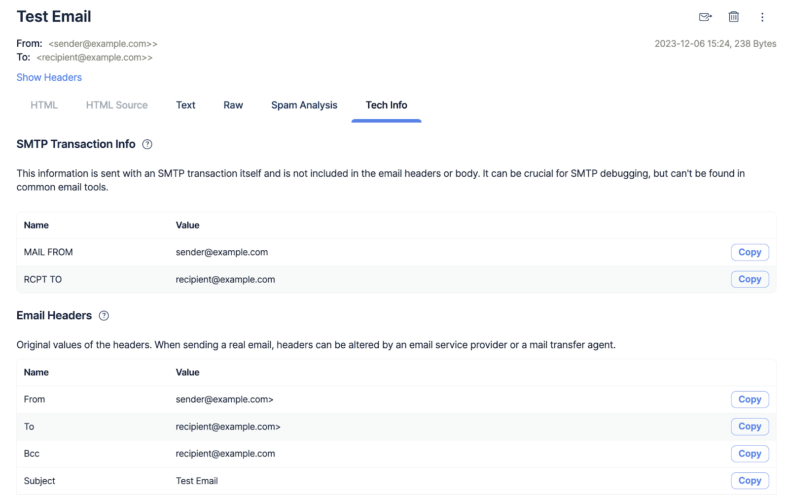 Checking the headers in Python test email using Mailtrap Email Testing