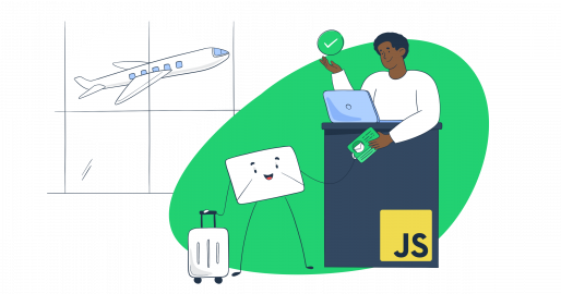 This image is a symbolic graphic representation of JavaScript email validation for an article that covers the topic in detail.