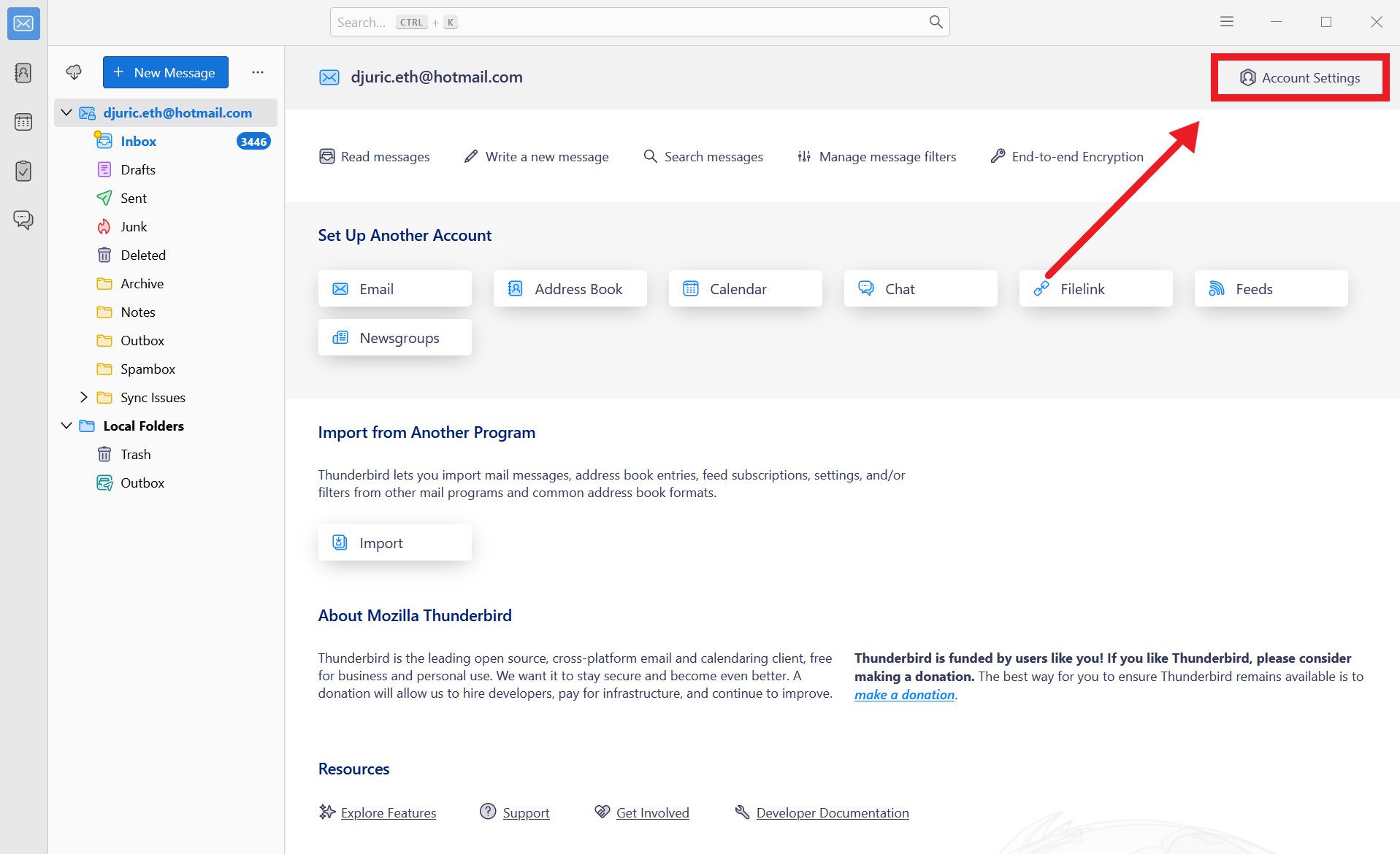 Configurazione SMTP Thunderbird