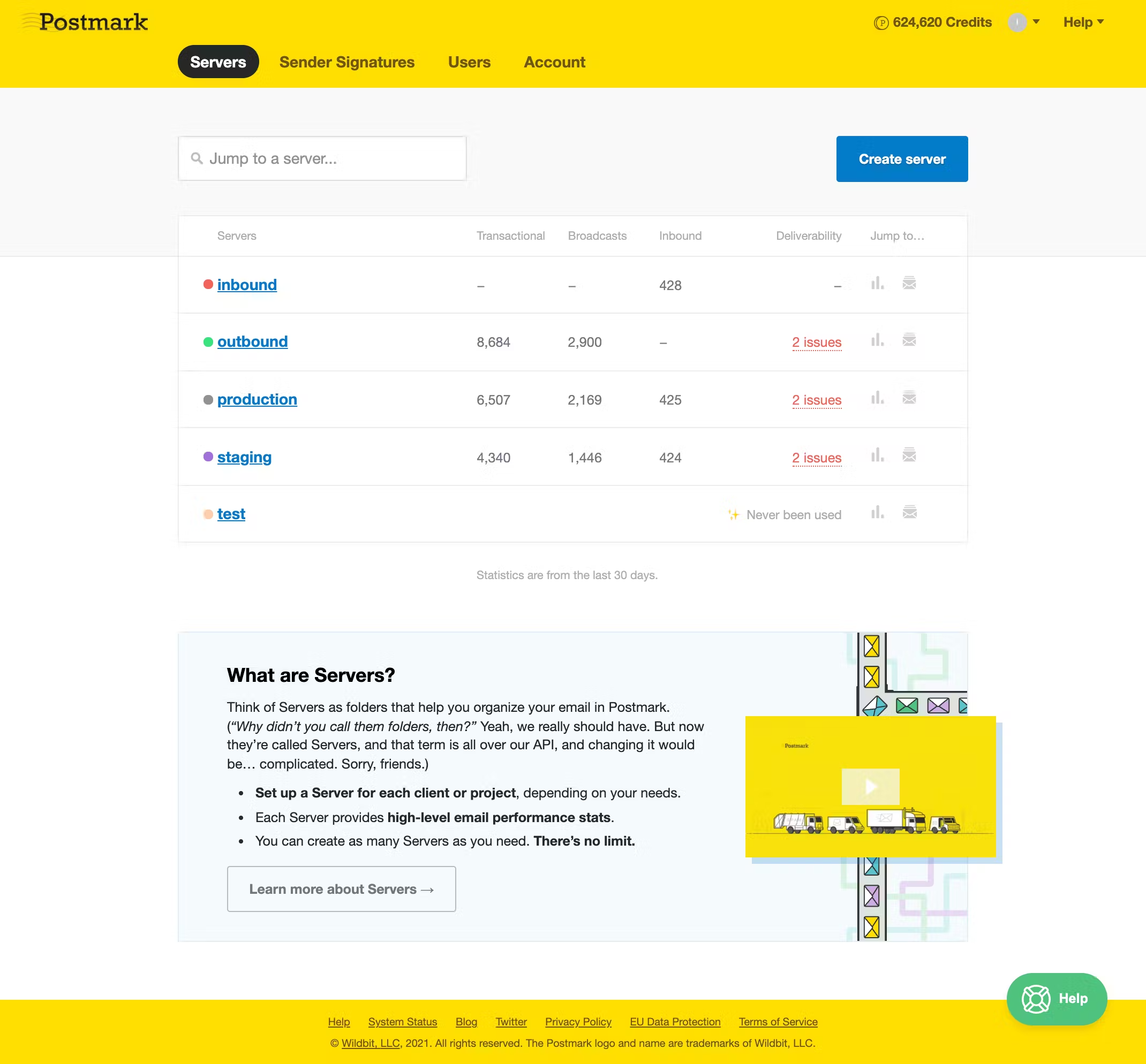 Postmark dashboard