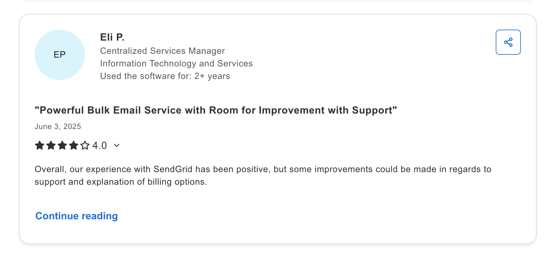 SendGrid Capterra Review