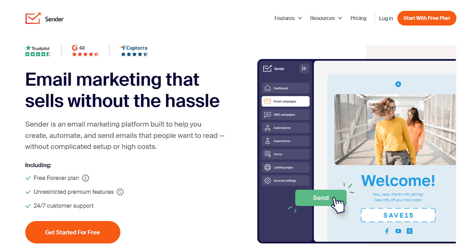 Sender homepage